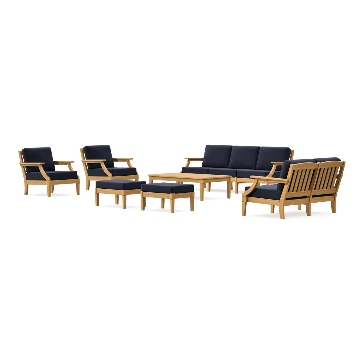 POLYWOOD PW Designer Series Estate 7-Piece Lounge Sofa Set in Natural / Navy
