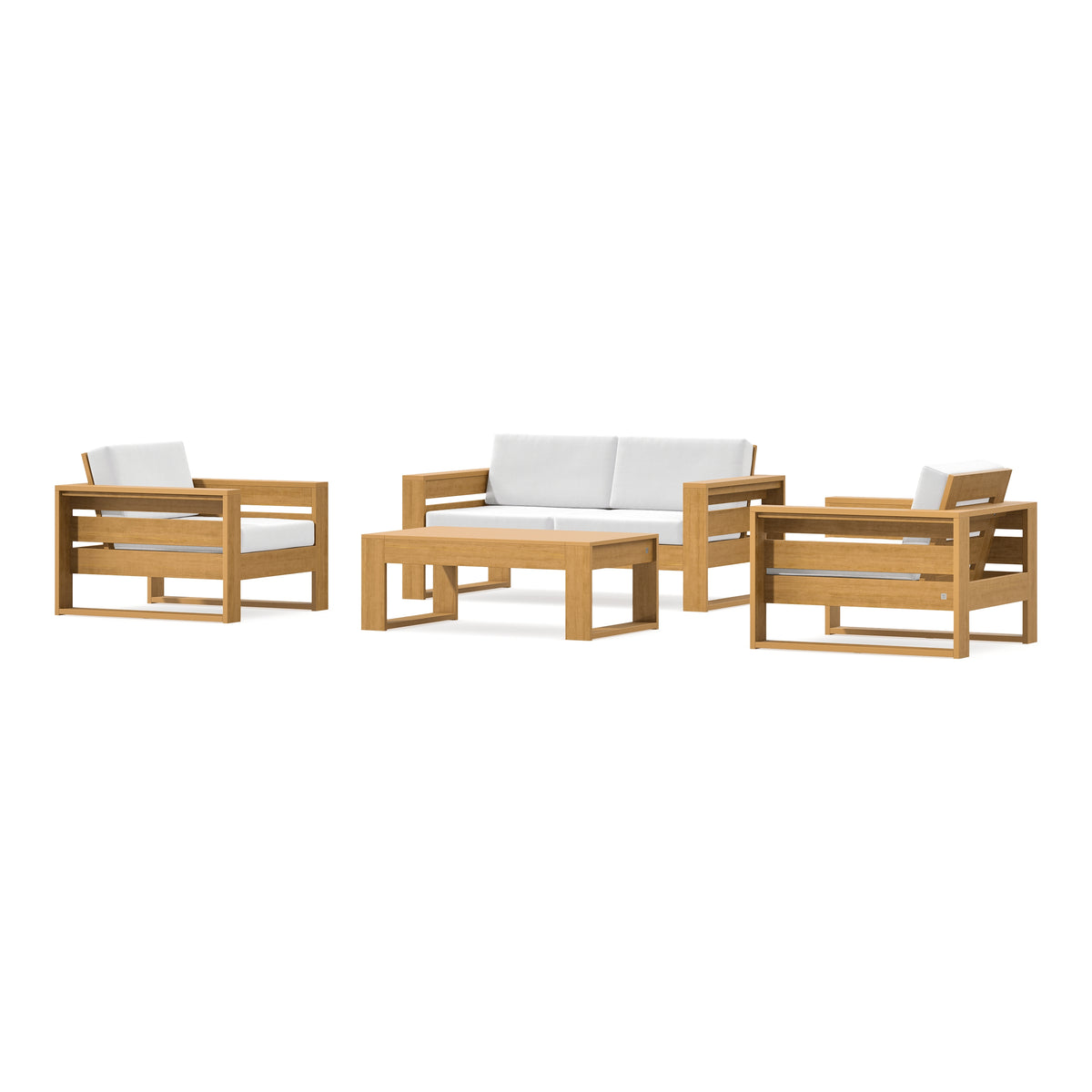 POLYWOOD PW Designer Series Latitude 4-Piece Lounge Loveseat Set in Natural / Natural