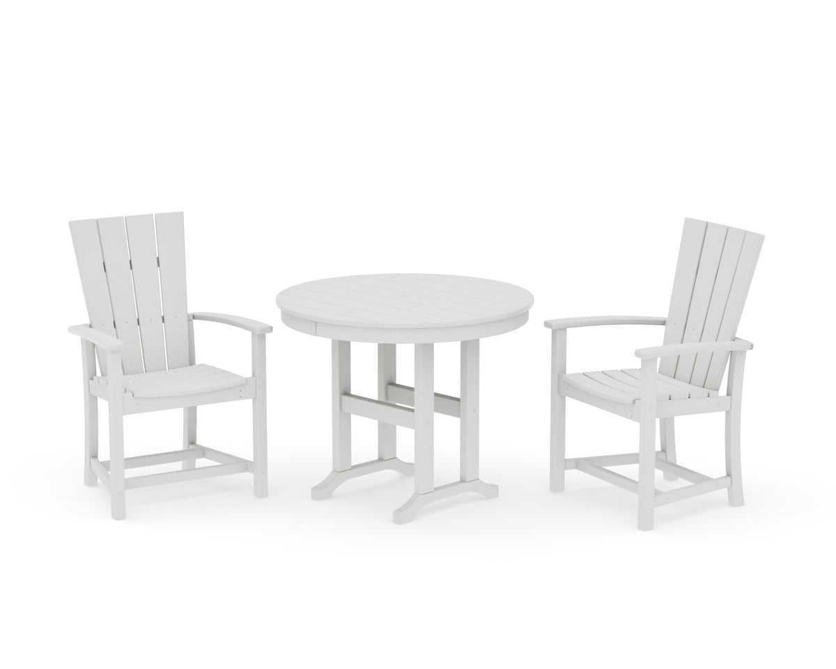 POLYWOOD Quattro 3-Piece Round Farmhouse Dining Set in Vintage White