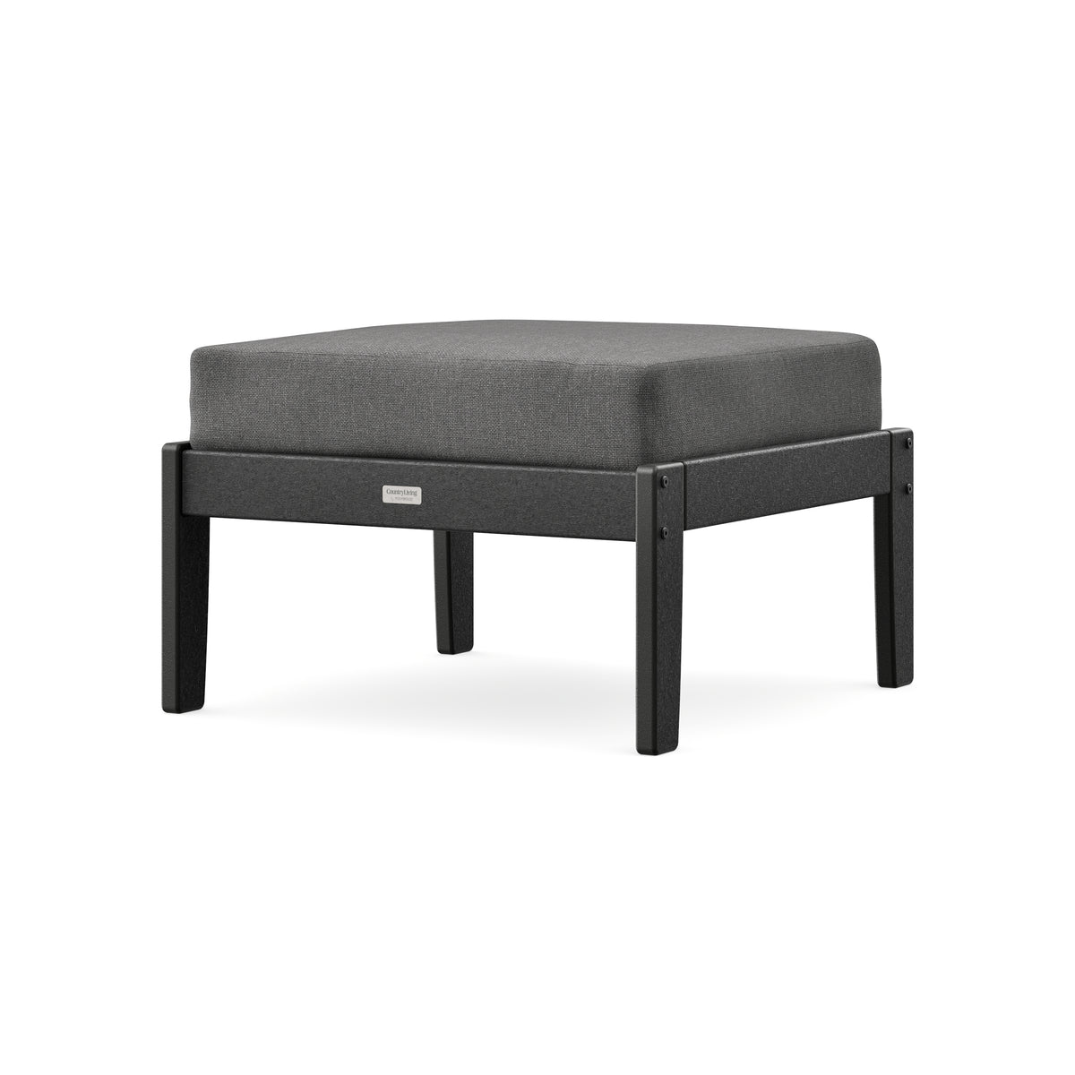 POLYWOOD Cottage Deep Seating Ottoman in Black / Ash Charcoal