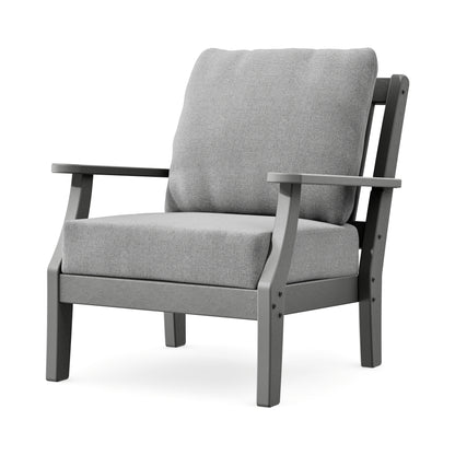 POLYWOOD Chinoiserie Deep Seating Chair in Slate Grey / Grey Mist