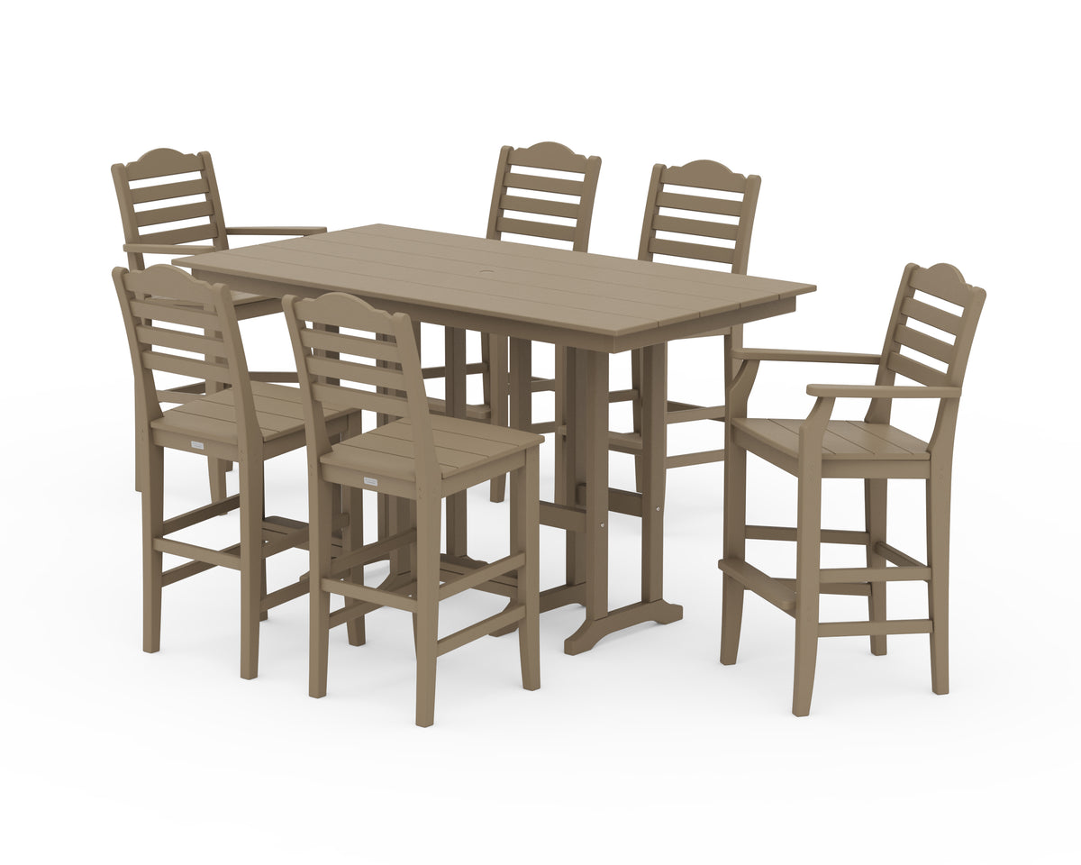 POLYWOOD Savannah 7-Piece Farmhouse Bar Set in Vintage Sahara