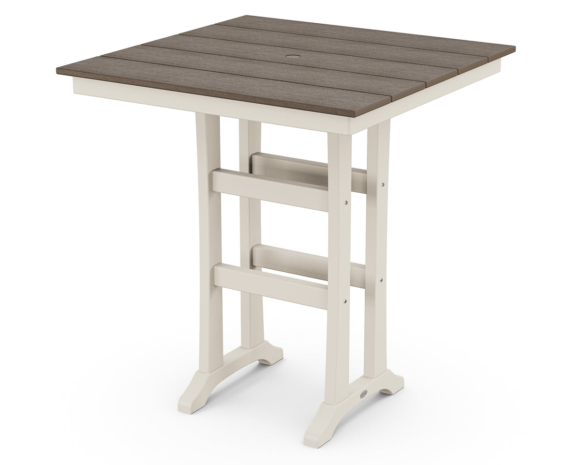POLYWOOD Farmhouse Trestle 37" Bar Table in Sand / Kona