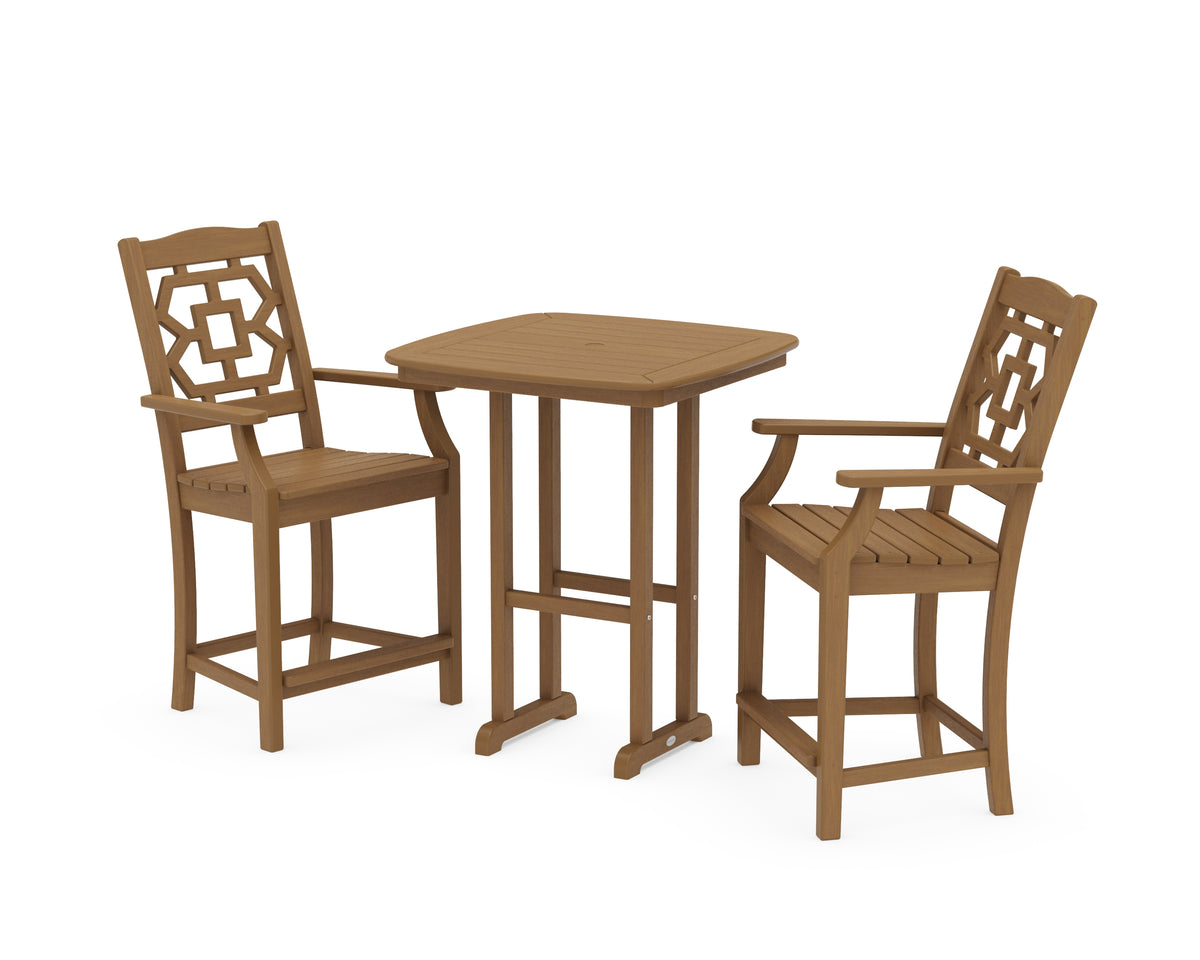 POLYWOOD Chinoiserie 3-Piece Counter Set in Natural