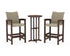 POLYWOOD Coastal Woven 3-Piece Farmhouse Bar Set in Mahogany / Dune Grass