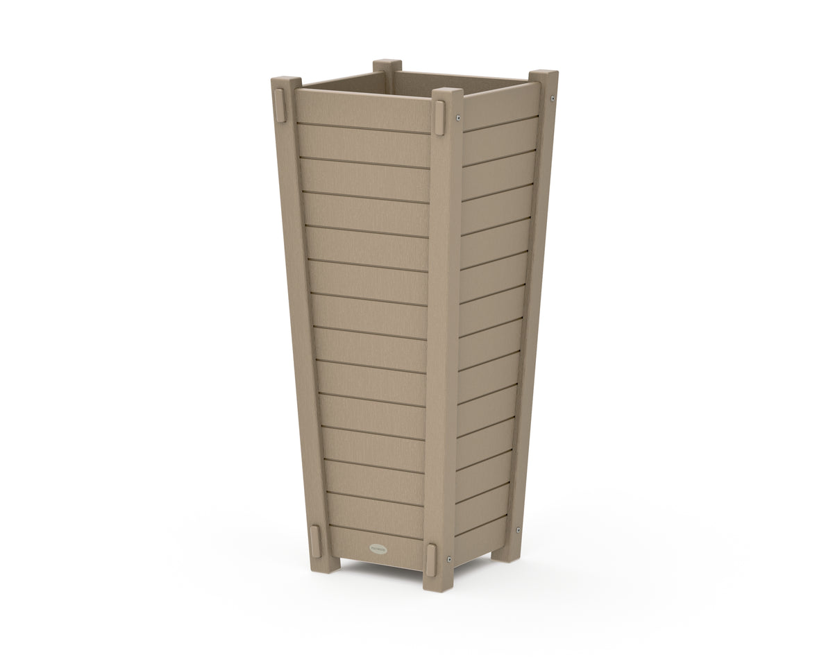 POLYWOOD Nautical Tapered Square Tall Planter Box in Vintage Sahara