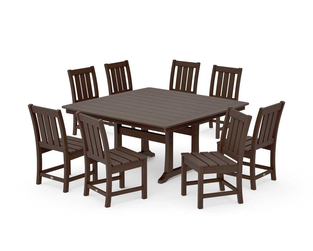 POLYWOOD Oxford Side Chair 9-Piece Square Dining Set with Trestle Legs in Kona