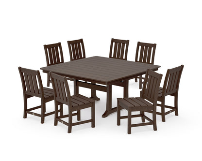 POLYWOOD Oxford Side Chair 9-Piece Square Dining Set with Trestle Legs in Kona