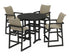 POLYWOOD EDGE Woven 5-Piece Round Farmhouse Bar Set in Black / Dune Grass