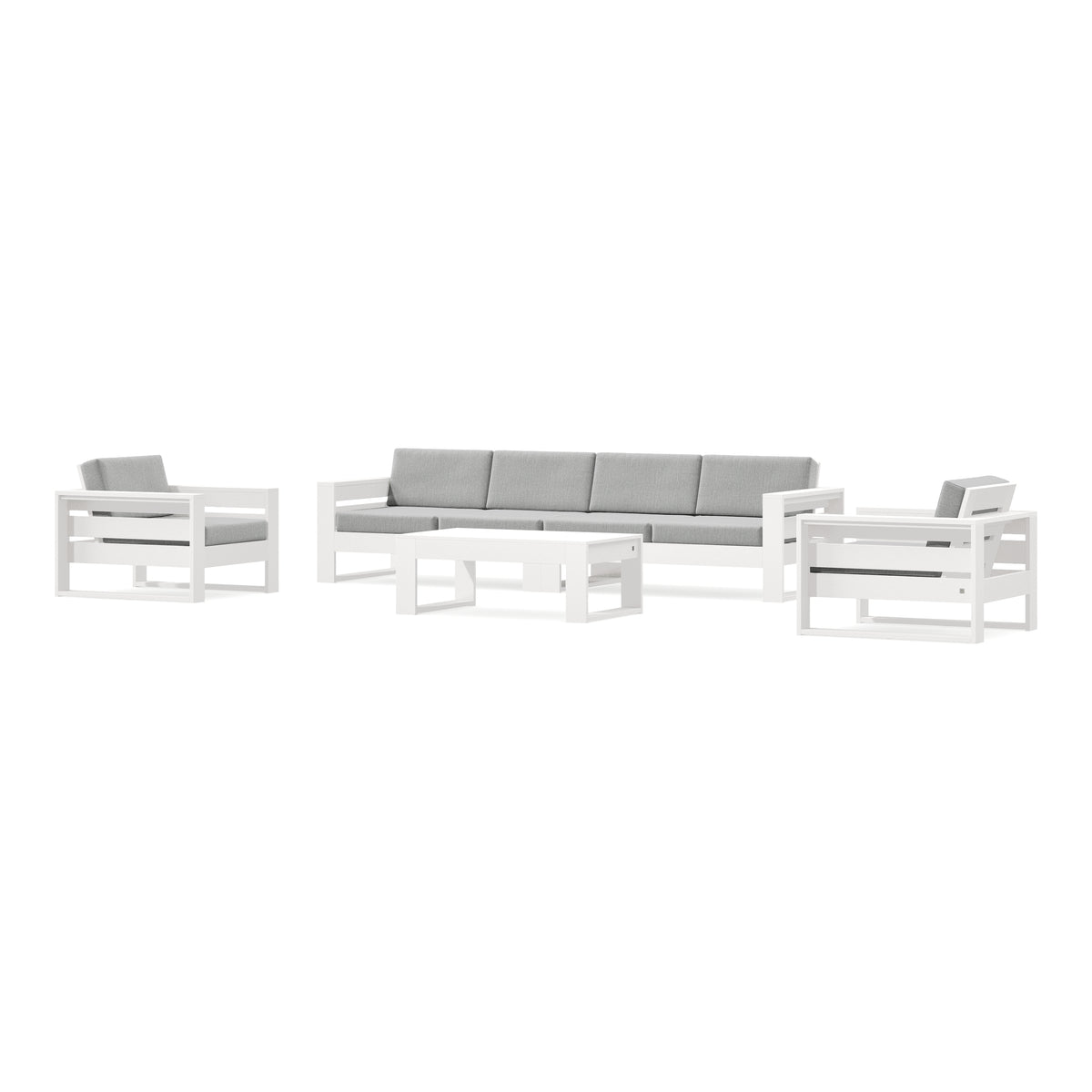 POLYWOOD PW Designer Series Latitude 5-Piece Lounge Sofa Set in Vintage White / Granite