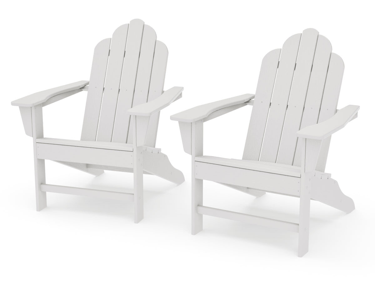 POLYWOOD Long Island Adirondack 2-Piece Set in Vintage White