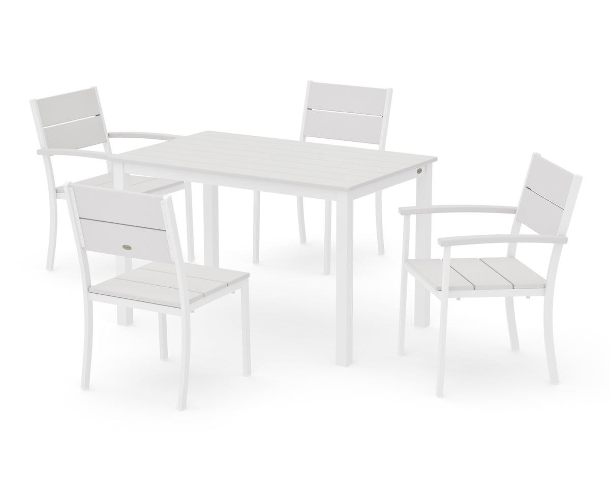 POLYWOOD Main Street 5-Piece Dining Set with Main Street 30 x 48 Dining Table in White / Vintage White