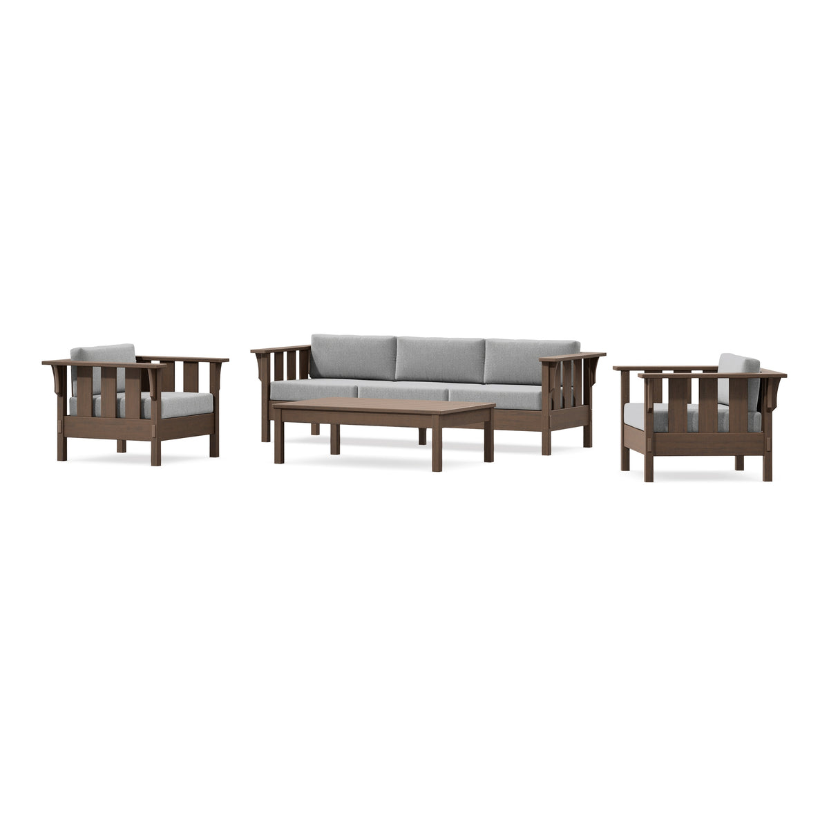 POLYWOOD Acadia 4-Piece Deep Seating Set with Sofa in Kona / Grey Mist
