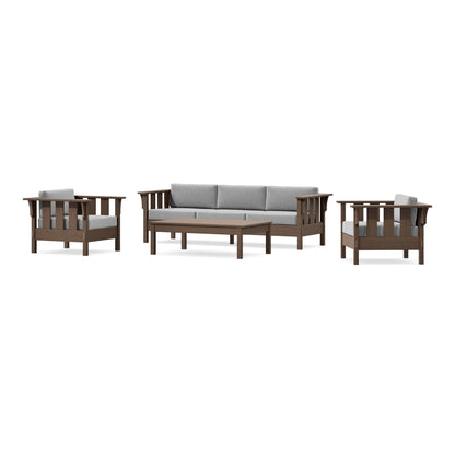 POLYWOOD Acadia 4-Piece Deep Seating Set with Sofa in Kona / Grey Mist