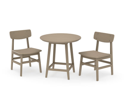 POLYWOOD Modern Studio Urban Chair 3-Piece Round Bistro Dining Set in Vintage Sahara