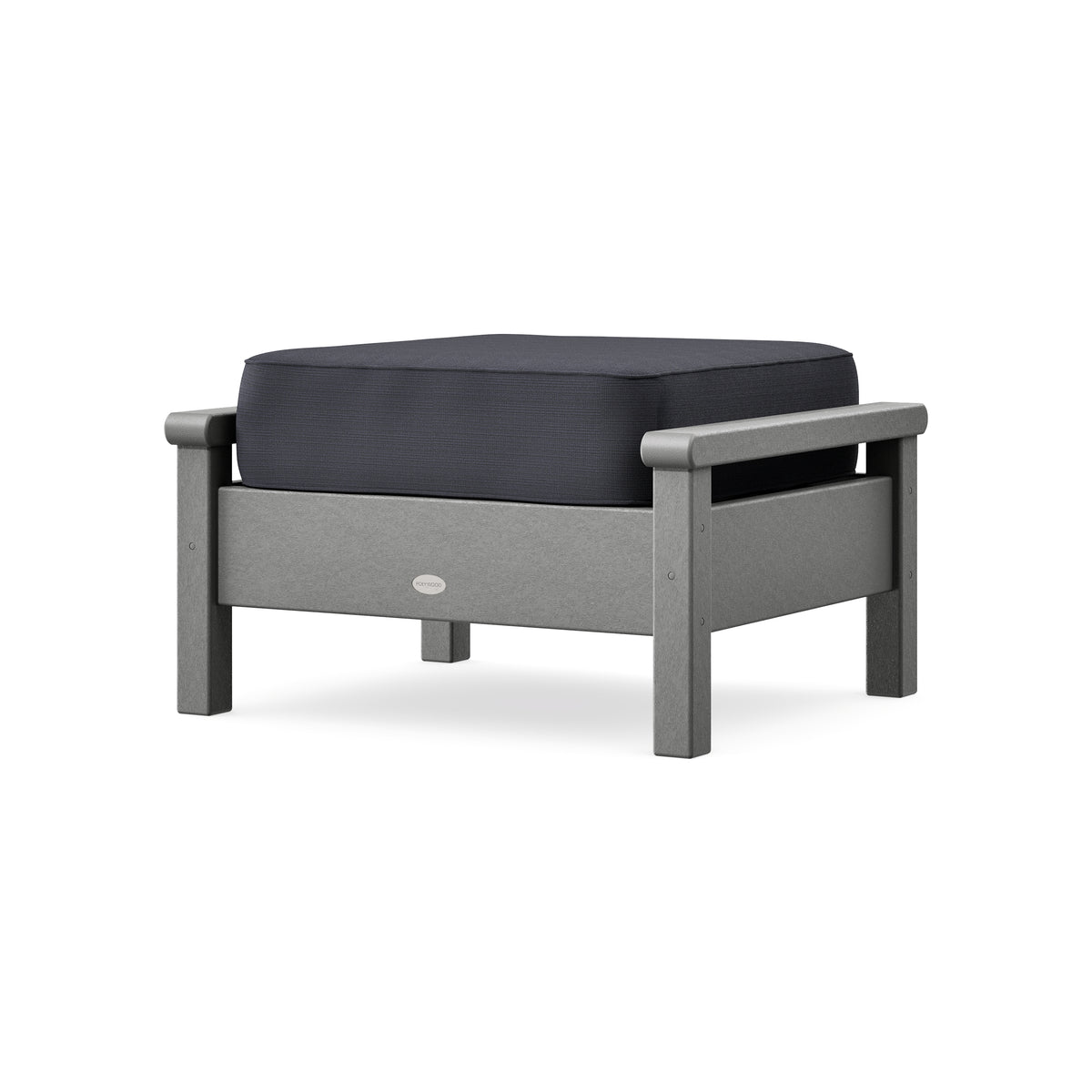 POLYWOOD Harbour Deep Seating Ottoman in Slate Grey / Midnight Linen