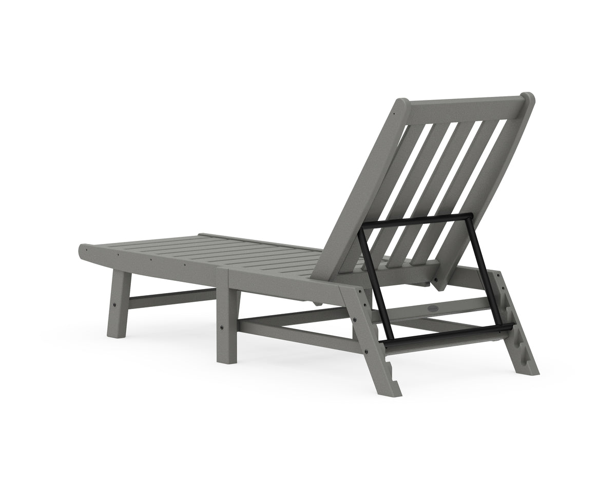 Additional angle of the POLYWOOD Vineyard Chaise in Slate Grey
