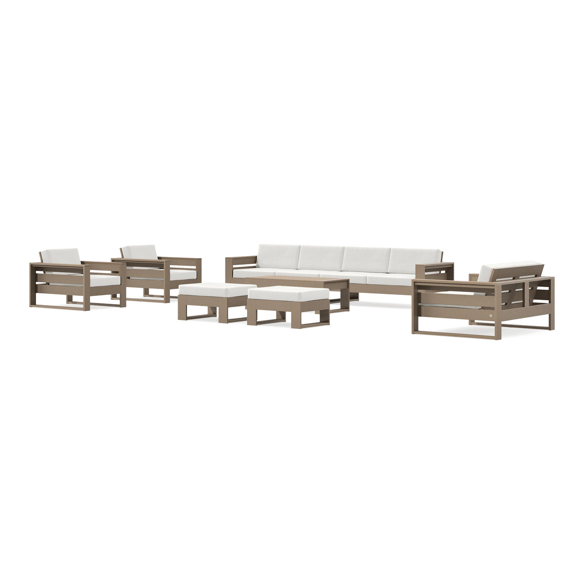 POLYWOOD PW Designer Series Latitude 8-Piece Lounge Sofa Set in Vintage Sahara / Natural Linen