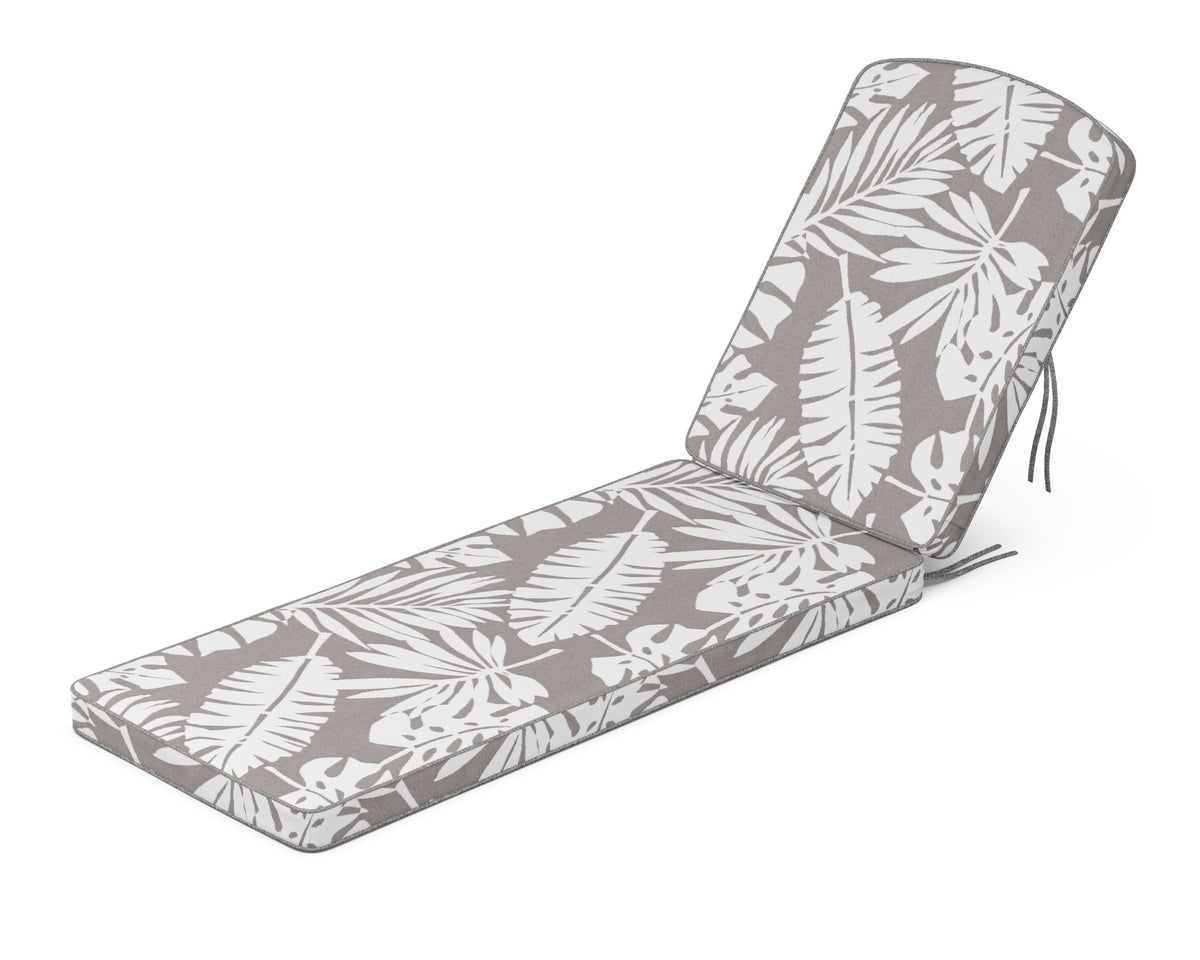 POLYWOOD Chinoiserie Chaise Cushion in Leaf Grey Mist
