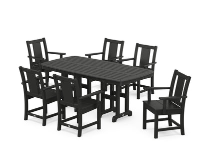 POLYWOOD Prairie Arm Chair 7-Piece Dining Set in Black