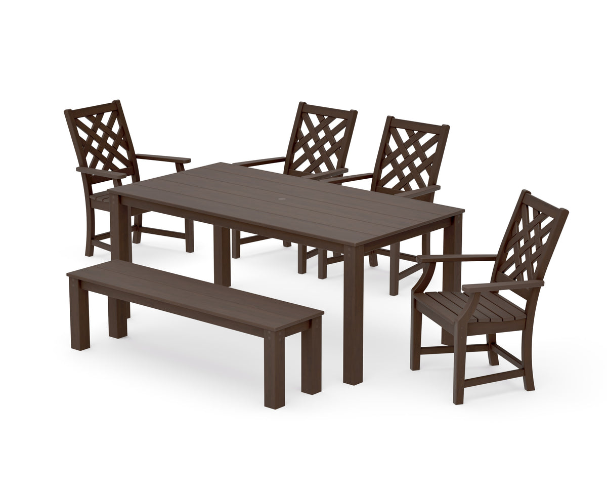 POLYWOOD Wovendale 6-Piece Parsons Dining Set with Bench in Kona