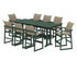 POLYWOOD EDGE Woven 9-Piece Farmhouse Bar Set with Trestle Legs in Green / Dune Grass