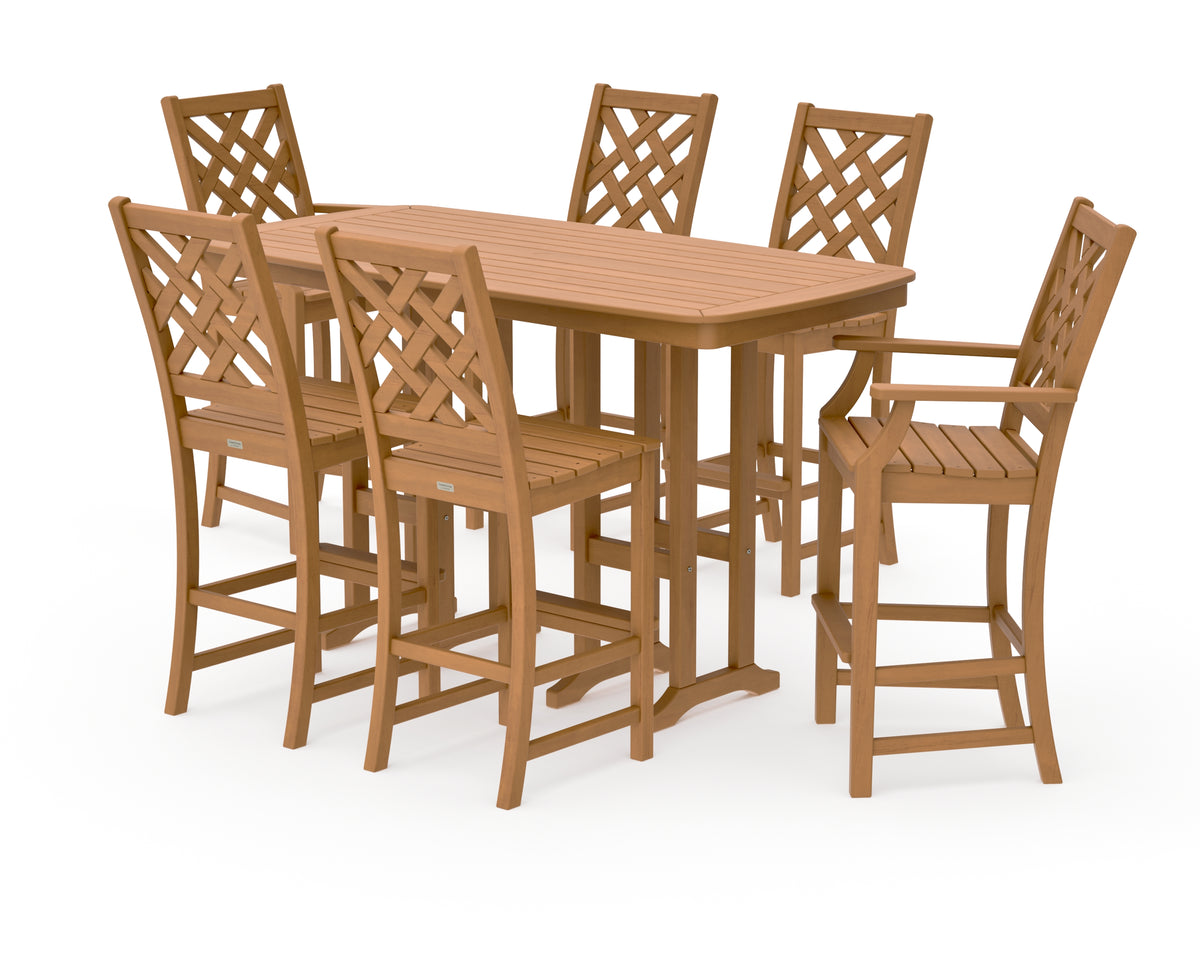 POLYWOOD Country Living Wovendale 7-Piece Bar Set in Natural