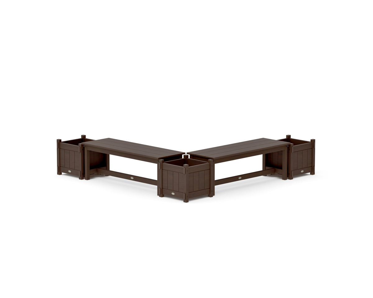 POLYWOOD 48" Vineyard L-Shaped Planter Bench Corner Set in Kona