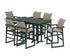 POLYWOOD EDGE Woven Arm Chair 7-Piece Farmhouse Bar Set in Green / Dune Grass