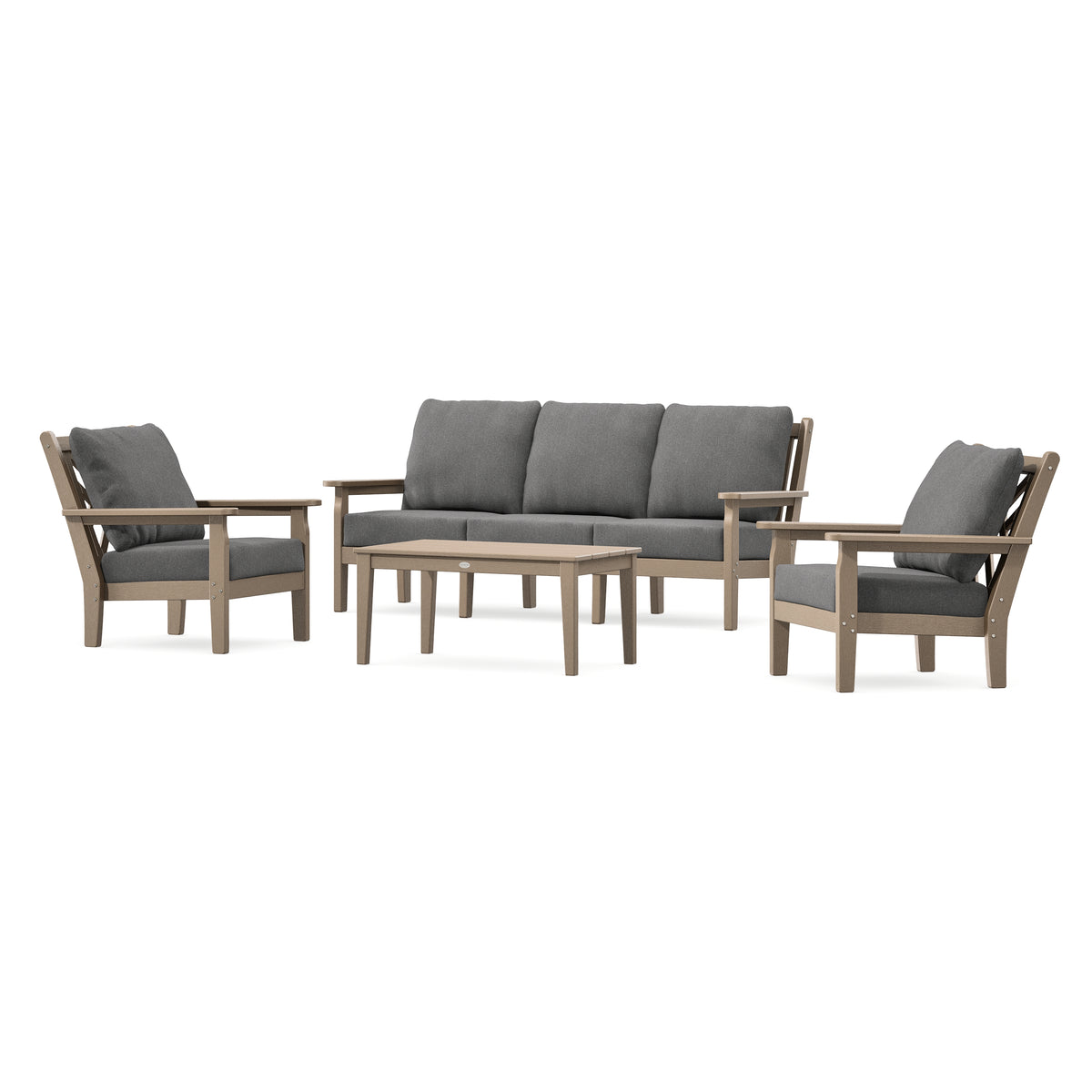 POLYWOOD Chippendale 4-Piece Deep Seating Set with Sofa in Vintage Sahara