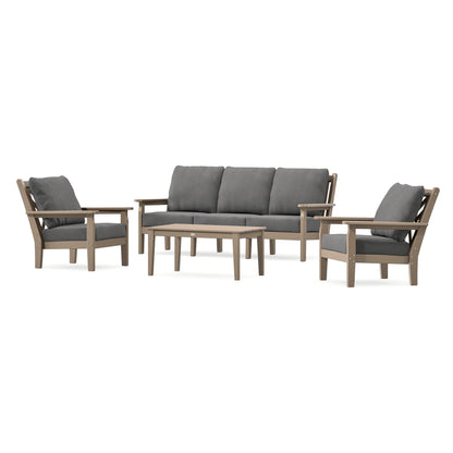 POLYWOOD Chippendale 4-Piece Deep Seating Set with Sofa in Vintage Sahara
