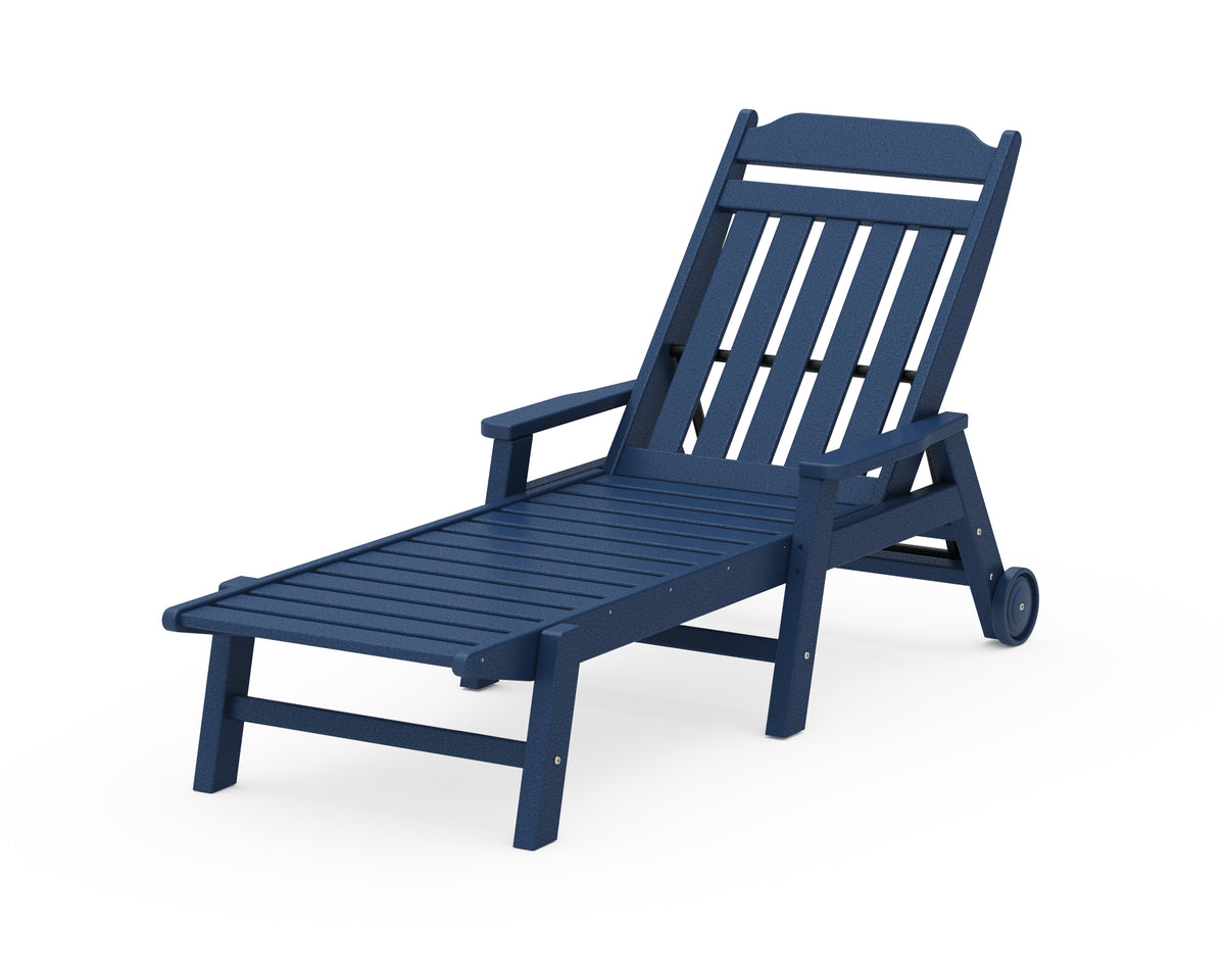 POLYWOOD Cottage Chaise with Arms and Wheels in Navy
