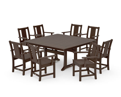 POLYWOOD Prairie 9-Piece Square Dining Set with Trestle Legs in Kona
