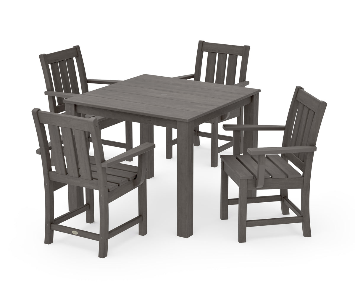 POLYWOOD Oxford 5-Piece Parsons Dining Set in Driftwood