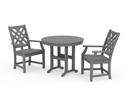 POLYWOOD Wovendale 3-Piece Farmhouse Dining Set in Slate Grey