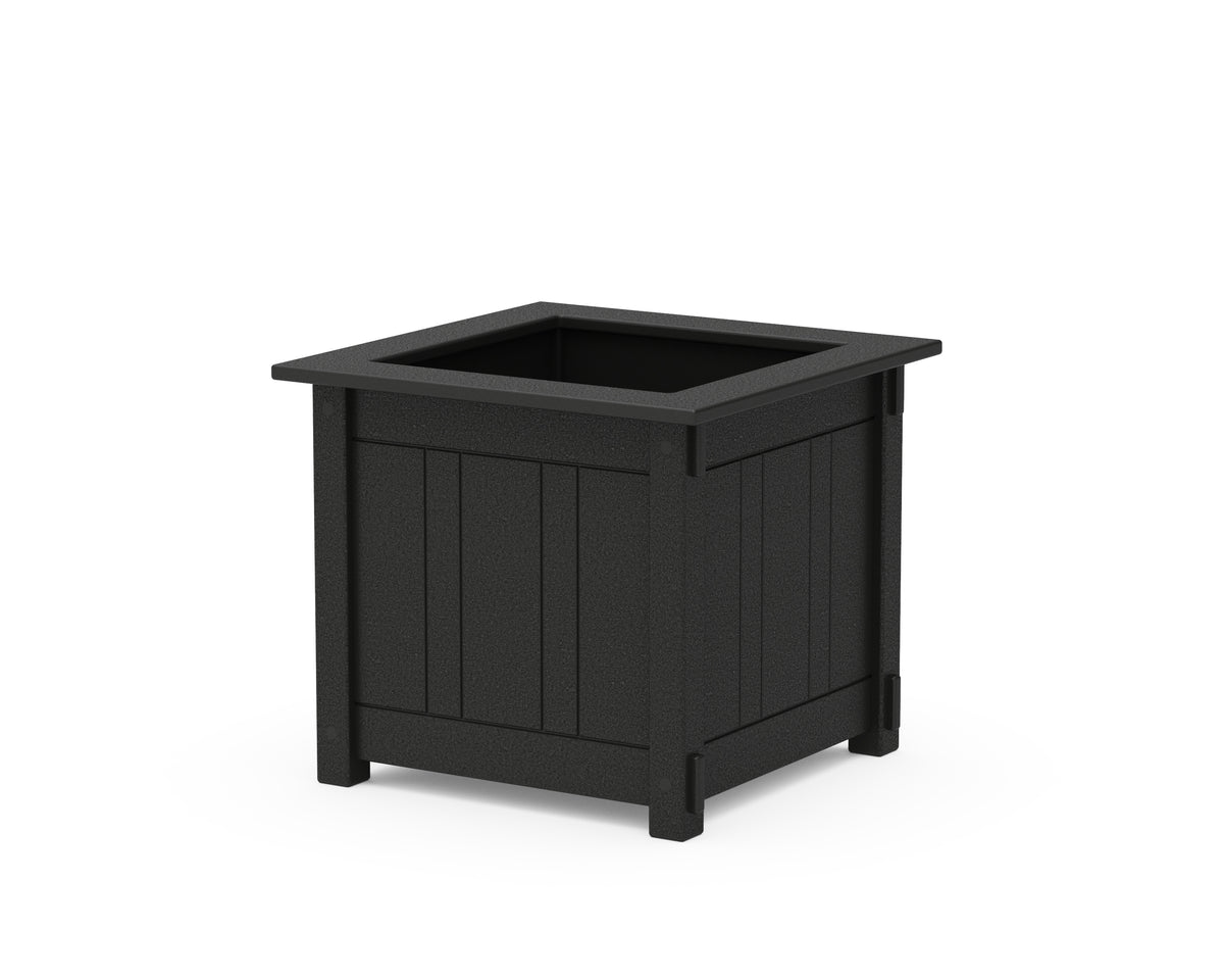 POLYWOOD Acadia Large Square Planter Box in Black