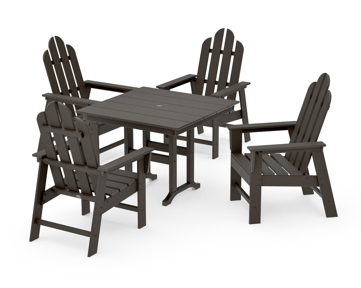 POLYWOOD Long Island 5-Piece Farmhouse Dining Set in Vintage Coffee
