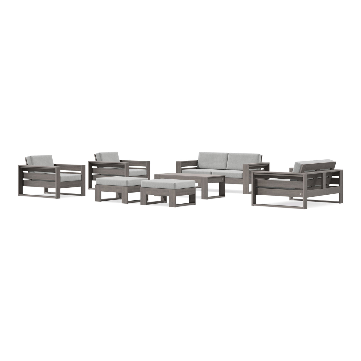POLYWOOD PW Designer Series Latitude 7-Piece Lounge Loveseat Set in Driftwood / Granite