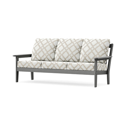 POLYWOOD Cottage Deep Seating Sofa in Slate Grey / Trellis Dune Burlap