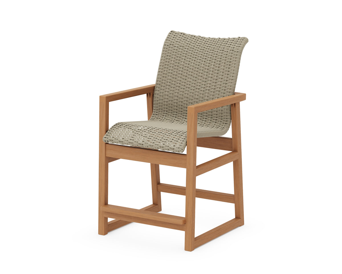 POLYWOOD EDGE Woven Counter Arm Chair in Natural / Dune Grass