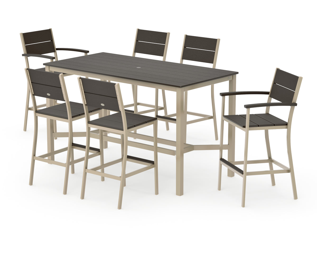 POLYWOOD Main Street 7-Piece Bar Set in Sand / Vintage Coffee