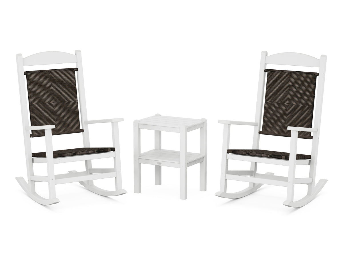 POLYWOOD Presidential Woven Rocker 3-Piece Set in White / Cahaba