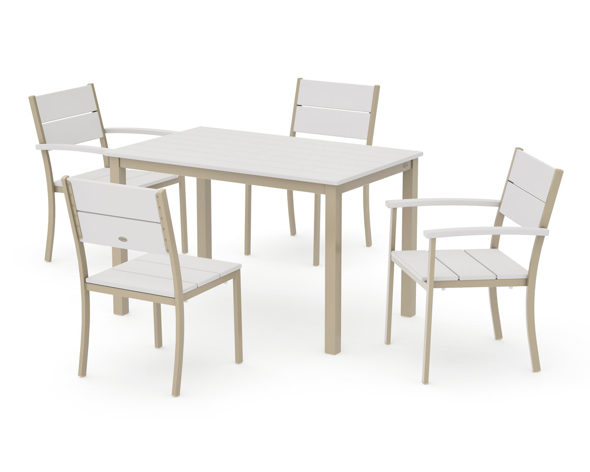 POLYWOOD Main Street 5-Piece Dining Set with Main Street 30 x 48 Dining Table in Sand / Vintage White