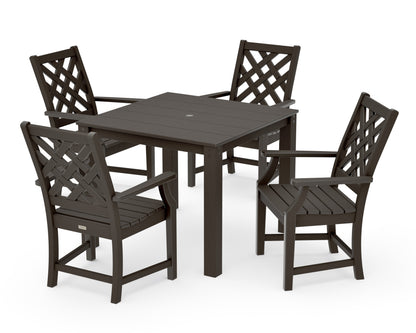 POLYWOOD Wovendale 5-Piece Parsons Dining Set in Vintage Coffee