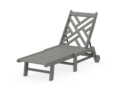 POLYWOOD Chippendale Chaise with Wheels in Slate Grey