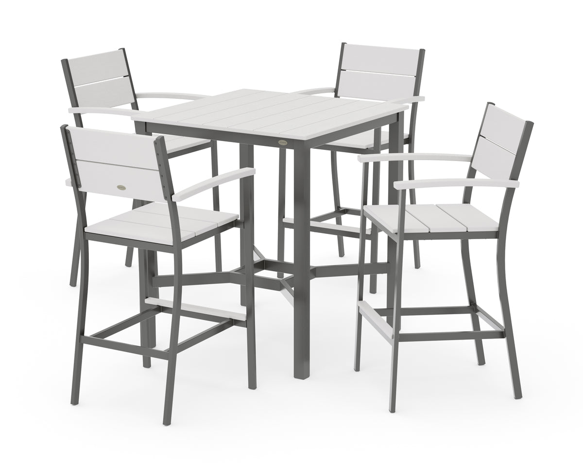 POLYWOOD Main Street 5-Piece Bar Set in Charcoal / Vintage White