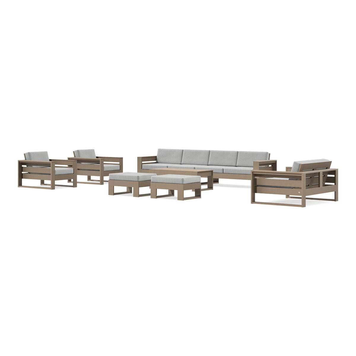 POLYWOOD PW Designer Series Latitude 8-Piece Lounge Sofa Set in Vintage Sahara / Granite