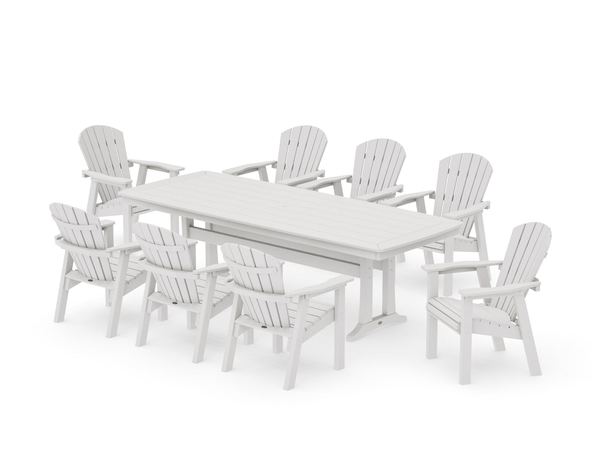 POLYWOOD Seashell 9-Piece Dining Set with Trestle Legs in Vintage White