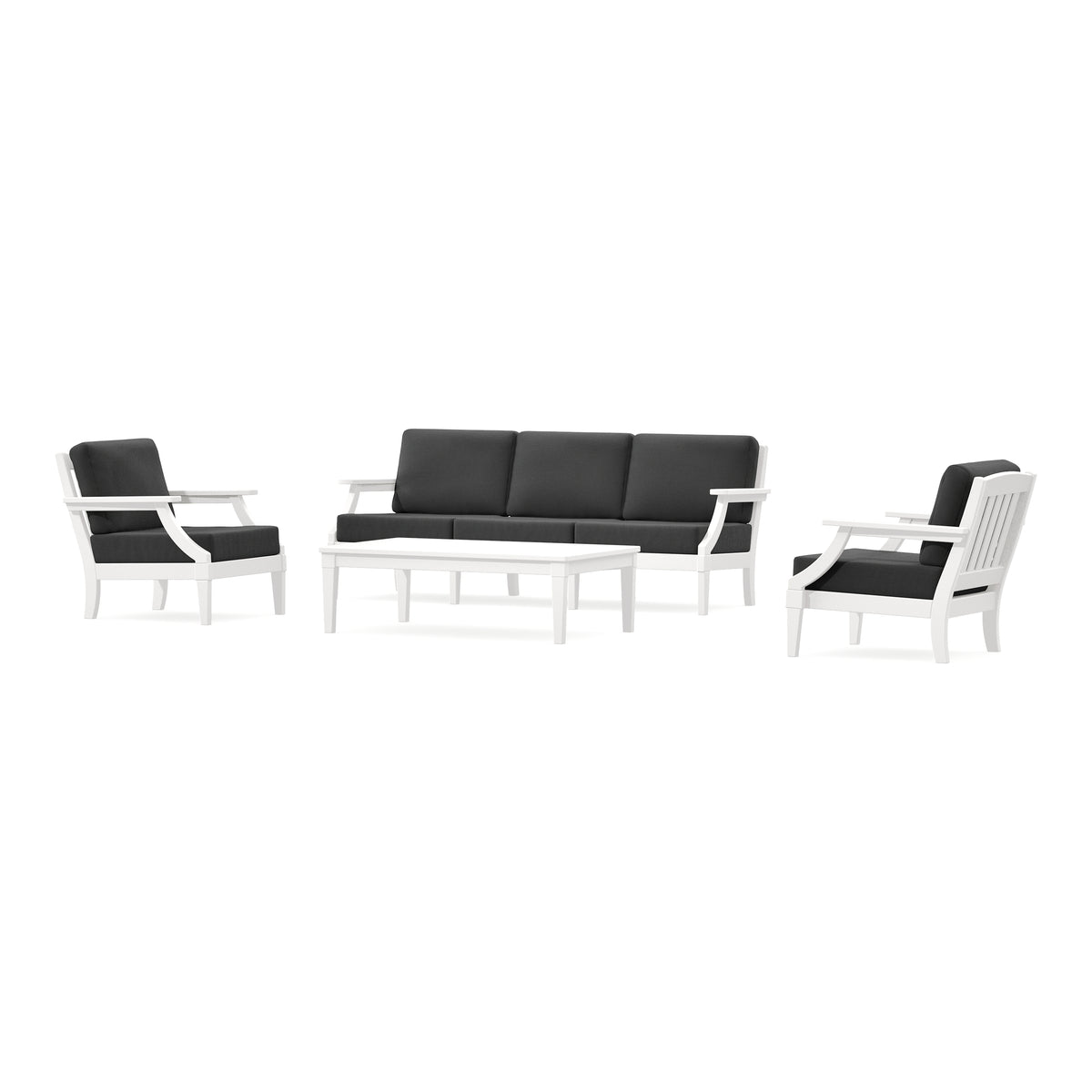 POLYWOOD PW Designer Series Estate 4-Piece Lounge Sofa Set in Vintage White / Spectrum Carbon