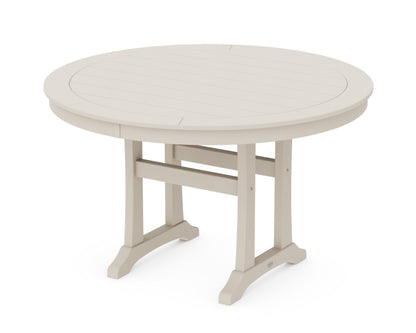 POLYWOOD Nautical Trestle 48" Round Dining Table in Sand